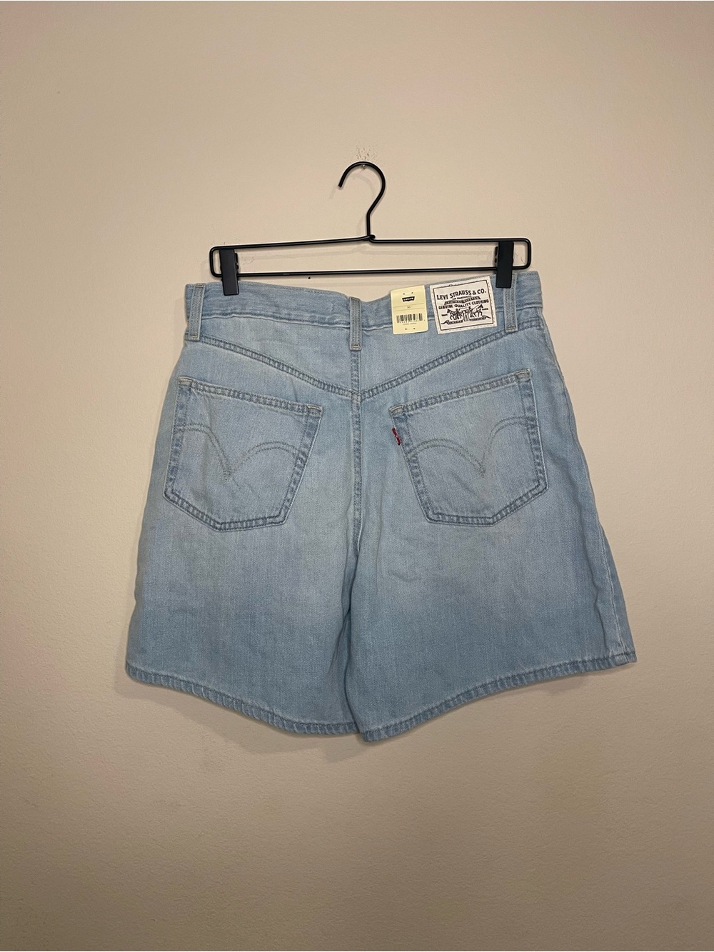 Levi's Blue Lightweight Linen+Denim High Rise Baggy Shorts - Picture 2 of 11